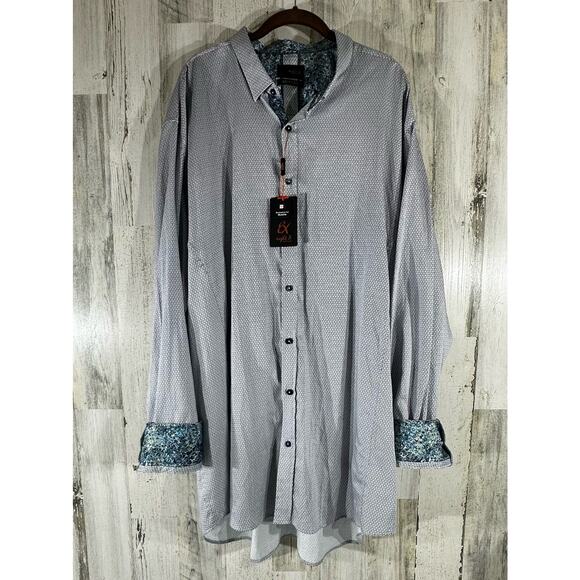 Eight X Premium Mens Shirt Size 5x Blue White Contrasting Flip Cuff Buckle NWT‎ - Picture 2 of 12